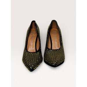 Jeffrey Campbell Ibiza Black and Gold Studded High Heel Pumps